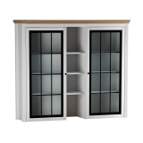 Надстройка буфета Сканди 2 стеклянные двери белый воск/антик