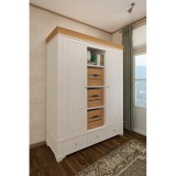 Шкаф 2х дверный с полками Бейли белый воск/антик1 Шкаф 2х дверный с полками Бейли белый воск/антик1