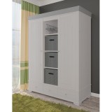 Шкаф 2х дверный с полками Бейли белый воск/антрацит1