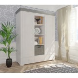 Шкаф 2х дверный с полками Бейли белый воск/антрацит3