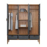 Шкаф 3х дверный Бридж с зеркалом браун/серый 7012 картинка 2 Шкаф 3х дверный Бридж с зеркалом браун/серый 7012 картинка 2