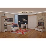 Шкаф 3х дверный с глухими дверями Бейли белый воск/антик1