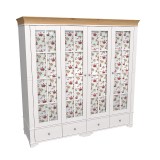 Шкаф Бейли 4-х дверный со стеклянными дверями белый воск/антик