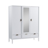 Шкаф Бридж 3х дверный с зеркалом  белый лак картинка 1