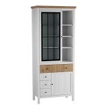 Шкаф для посуды 1113СТЧ стеклянная и глухая двери белый воск/антик фото