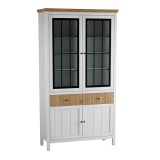 Шкаф для посуды 222СТЧ стеклянные и глухие двери белый воск/антик фото