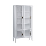 Шкаф для посуды Бридж широкий с 4-мя стеклянными дверями белый лак картинка 2 Шкаф для посуды Бридж широкий с 4-мя стеклянными дверями белый лак картинка 2