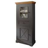 Шкаф для посуды Форест 2 двери 1 ящик серый 7012/бейц-масло картинка 1