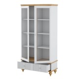 Шкаф для посуды Рандеву-21 МАССИВ СОСНЫ Белый лак + антик №24 рис3 Шкаф для посуды Рандеву-21 МАССИВ СОСНЫ Белый лак + антик №24 рис3