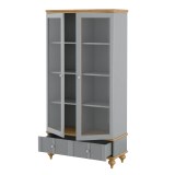 Шкаф для посуды Рандеву-21 МАССИВ СОСНЫ серый № 7042+ антик №24 рис3 Шкаф для посуды Рандеву-21 МАССИВ СОСНЫ серый № 7042+ антик №24 рис3