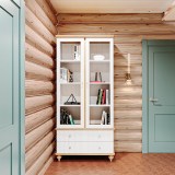 Шкаф для посуды Рандеву-22 МАССИВ СОСНЫ Белый лак + антик №24 рис4