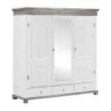 Шкаф Хельсинки 3-SP-GT Белый воск+серый - картинка 1