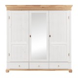 Шкаф Хельсинки 3-SP-GT- М Белый воск +антик  - картинка 2