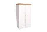 Шкаф из дерева 2х дверный Бейли белый воск/антик