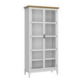 Шкаф книжный Квадро-С 220 белый лак - антик 24  массив сосны картинка 1