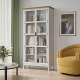 Шкаф книжный Квадро-С 220 белый лак - антик 24 массив сосны картинка 6 Шкаф книжный Квадро-С 220 белый лак - антик 24 массив сосны картинка 6