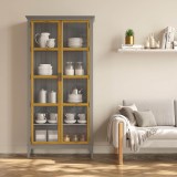 Шкаф книжный Квадро-С 220 серый 7042 - антик 24  массив сосны картинка 6