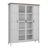 Шкаф книжный Квадро-С 422Ф белый лак - антик массив сосны картинка 1