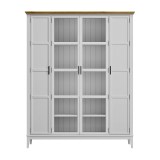 Шкаф книжный Квадро-С 422Ф белый лак - антик массив сосны картинка 2