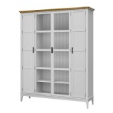 Шкаф книжный Квадро-С 422Ф белый лак - антик массив сосны картинка 3