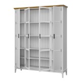 Шкаф книжный Квадро-С 422Ф белый лак - антик массив сосны картинка 4