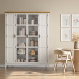 Шкаф книжный Квадро-С 422Ф белый лак - антик массив сосны картинка 7