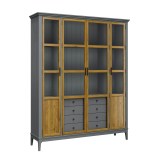 Шкаф книжный Квадро-С 422С/04  серый 7042 + антик 24 массив сосны картинка 1