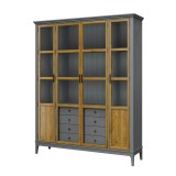 Шкаф книжный Квадро-С 422С/04 серый 7042 + антик 24 массив сосны картинка 3 Шкаф книжный Квадро-С 422С/04 серый 7042 + антик 24 массив сосны картинка 3