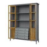 Шкаф книжный Квадро-С 422С/04 серый 7042 + антик 24 массив сосны картинка 4 Шкаф книжный Квадро-С 422С/04 серый 7042 + антик 24 массив сосны картинка 4