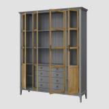 Шкаф книжный Квадро-С 422С/04 серый 7042 + антик 24 массив сосны картинка 5 Шкаф книжный Квадро-С 422С/04 серый 7042 + антик 24 массив сосны картинка 5