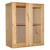 Шкаф навесной 2 двери 80 стекло кухня Скайда-2 массив сосны картинка 1