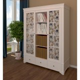 Шкаф с 2-мя стеклянными дверями и полками Бейли белый воск1 Шкаф с 2-мя стеклянными дверями и полками Бейли белый воск1