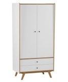 Шкаф Винтаж 2 двери 2 ящика белый лак/браун картинка 1