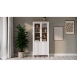 Шкаф-витрина ХЕМНЭС Кымор  стекло/панель 90*198*37 белый /светло-коричневый 7