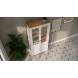 Шкаф-витрина ХЕМНЭС Кымор  стекло/панель 90*198*37 белый /светло-коричневый 9