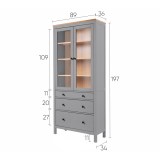 Шкаф - витрина КЫМОР ХЕМНЭС 3 ящика оригинал серый / светло коричневый   картинка 2