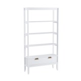 Стеллаж Бридж сквозной широкий с 1 ящиком белый лак