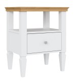 Тумба прикроватная Ольса-01 Белый лак + антик №24 - картинка1