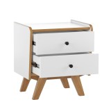Тумба прикроватная Винтаж 2 ящика белый лак/браун картинка 2 Тумба прикроватная Винтаж 2 ящика белый лак/браун картинка 2