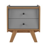 Тумба прикроватная Винтаж 2 ящика серый лак/браун картинка 3 Тумба прикроватная Винтаж 2 ящика серый лак/браун картинка 3