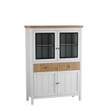 Тумба Сканди 222СТЧ стеклянные двери белый воск/антик фото