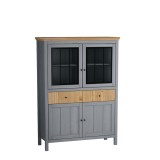 Тумба Сканди 222СТЧ стеклянные двери серый 7046/антик фото