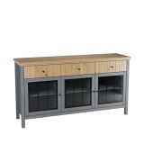 Тумба  Сканди 33СТЧ стеклянные двери серый 7046/антик фото