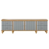 Тумба ТВ Рандеву- 24 МАССИВ СОСНЫ серый + антик №24 - 2 Тумба ТВ Рандеву- 24 МАССИВ СОСНЫ серый + антик №24 - 2