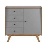 Тумба Винтаж 1 дверь 4 ящика серый лак/браун картинка 3