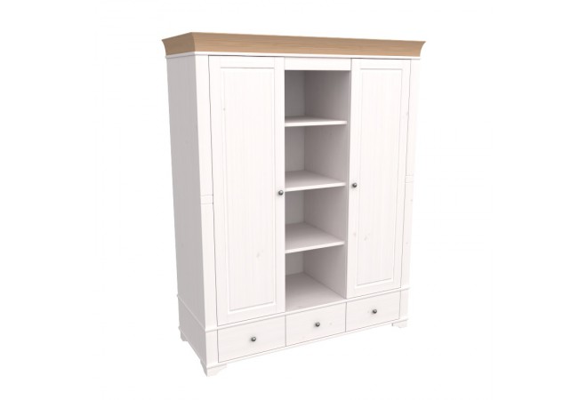 Шкаф 2х дверный с полками Бейли белый воск/антик Шкаф 2х дверный с полками Бейли белый воск/антик