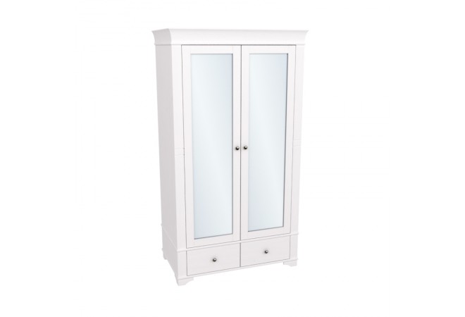 Шкаф 2х дверный с зеркальными дверями Бейли белый воск Шкаф 2х дверный с зеркальными дверями Бейли белый воск