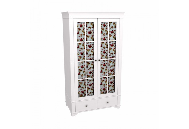 Шкаф 2х дверный со стеклянными дверями Бейли белый воск Шкаф 2х дверный со стеклянными дверями Бейли белый воск