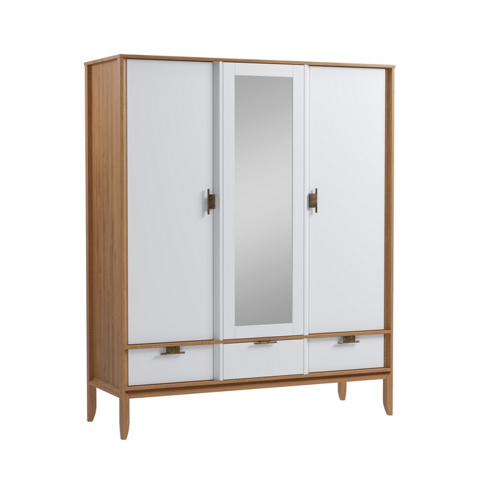 Шкаф 3х дверный Бридж с зеркалом браун/белый лак картинка 1 Шкаф 3х дверный Бридж с зеркалом браун/белый лак картинка 1