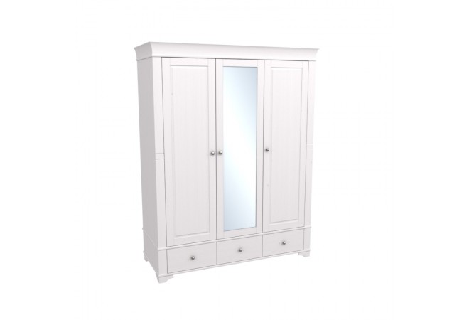 Шкаф 3х дверный с зеркалом Бейли белый воск Шкаф 3х дверный с зеркалом Бейли белый воск